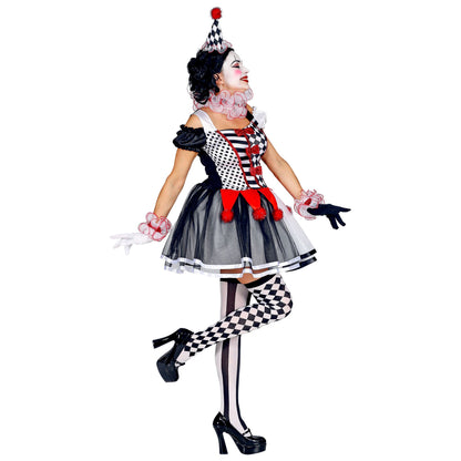"MISS HARLEKIN" (Kleid, Clownkragen, Manschetten, Minihut) – Ansicht 3