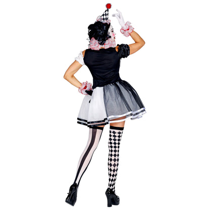 "MISS HARLEKIN" (Kleid, Clownkragen, Manschetten, Minihut) – Ansicht 4