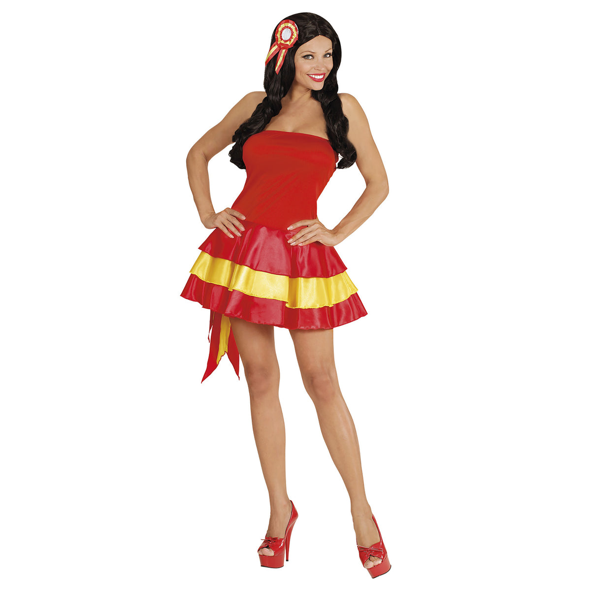 "MISS SPANIEN" (Kleid, Kokarde-Haarschmuck) – Detailansicht