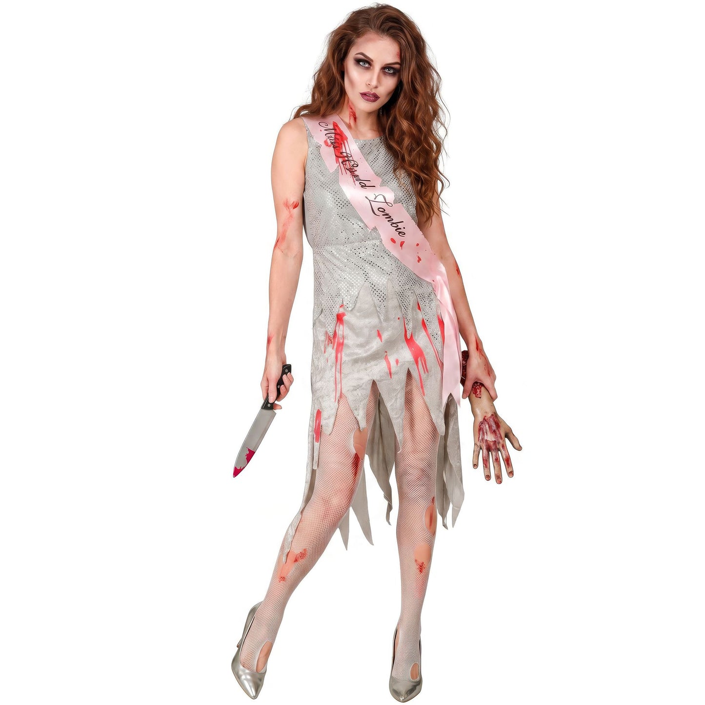 "MISS WORLD ZOMBIE" (Kleid, Schärpe) – Vorderansicht