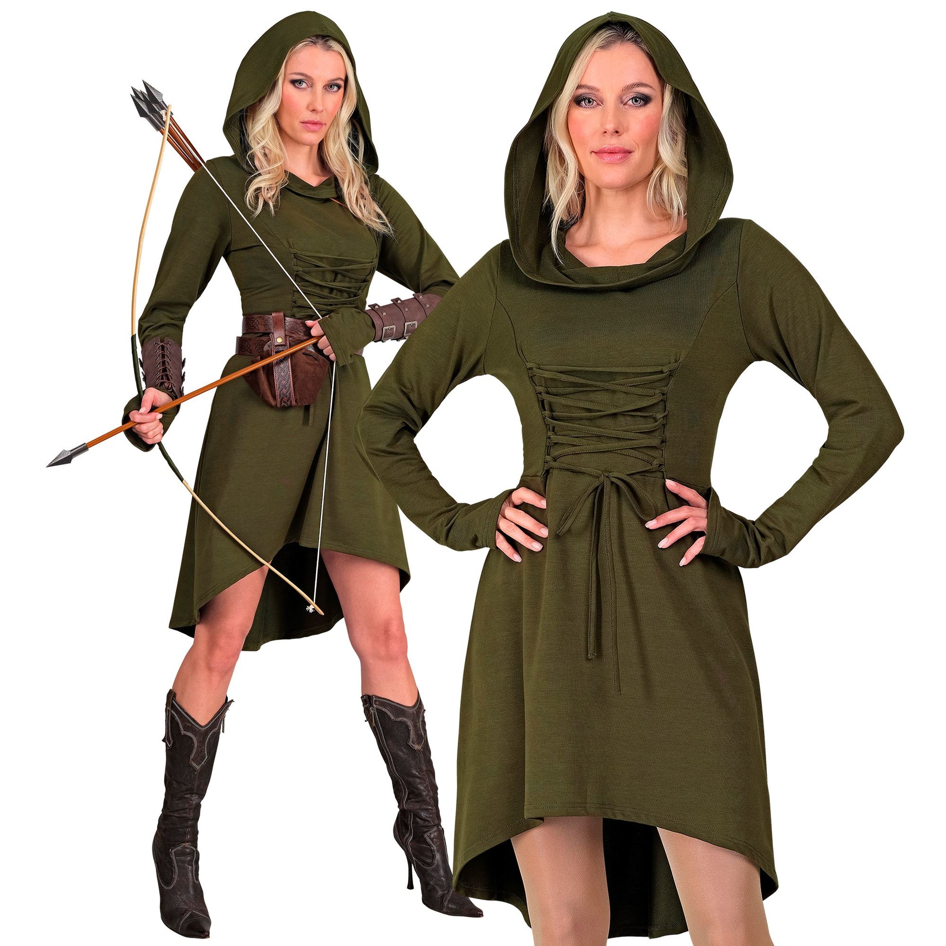 "MITTELALTER / GOTHIKKLEID ZUM SCHNÜREN" (Kleid mit Kapuze) – Vorderansicht
