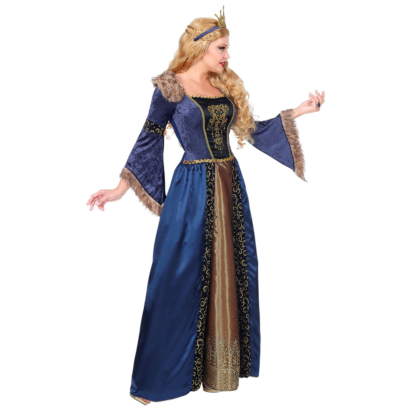 "MITTELALTER KÖNIGIN" (Kleid mit Unterrock & Reifrock, Krone) – Detailansicht