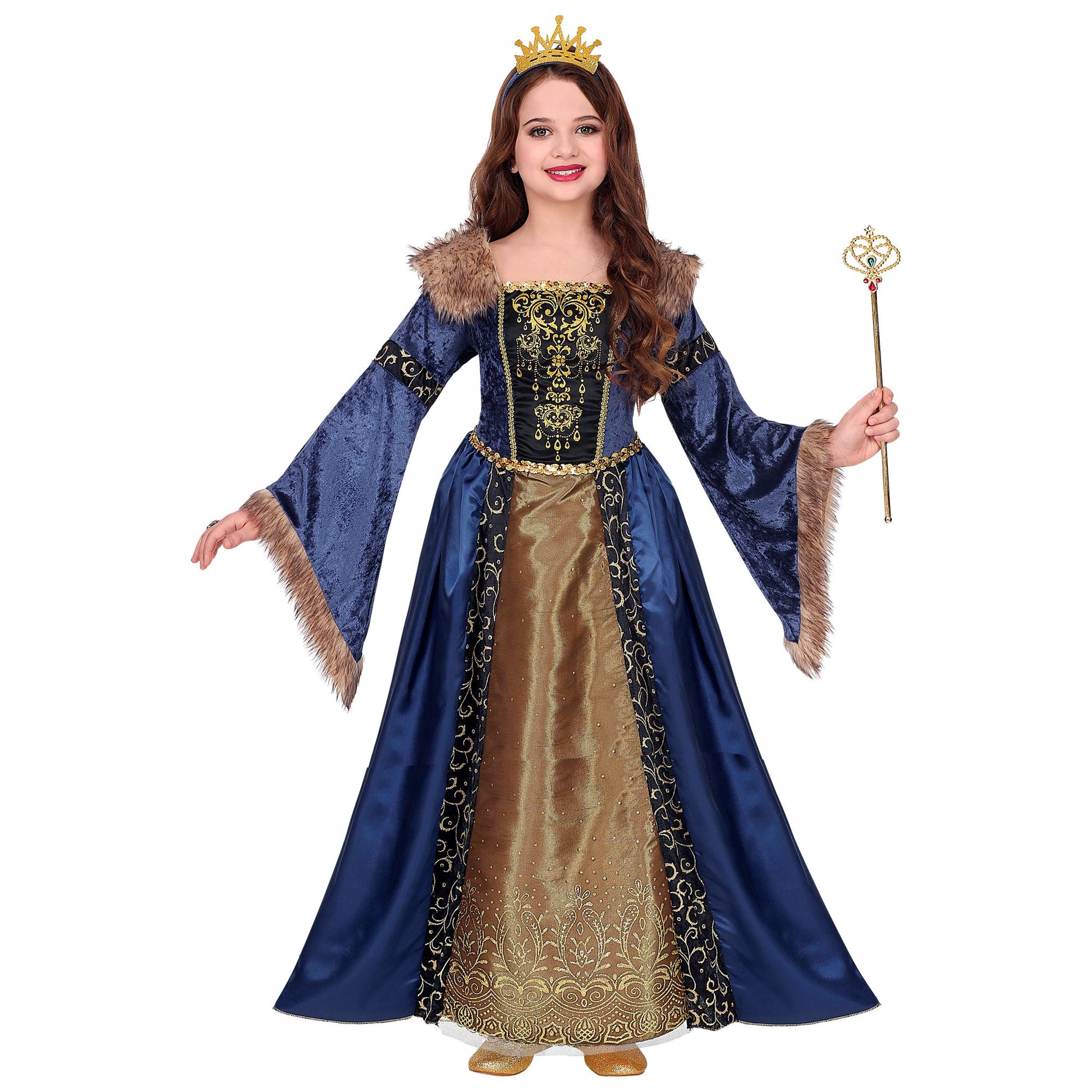 "MITTELALTER KÖNIGIN" (Kleid mit Unterrock & Reifrock, Krone) – Detailansicht