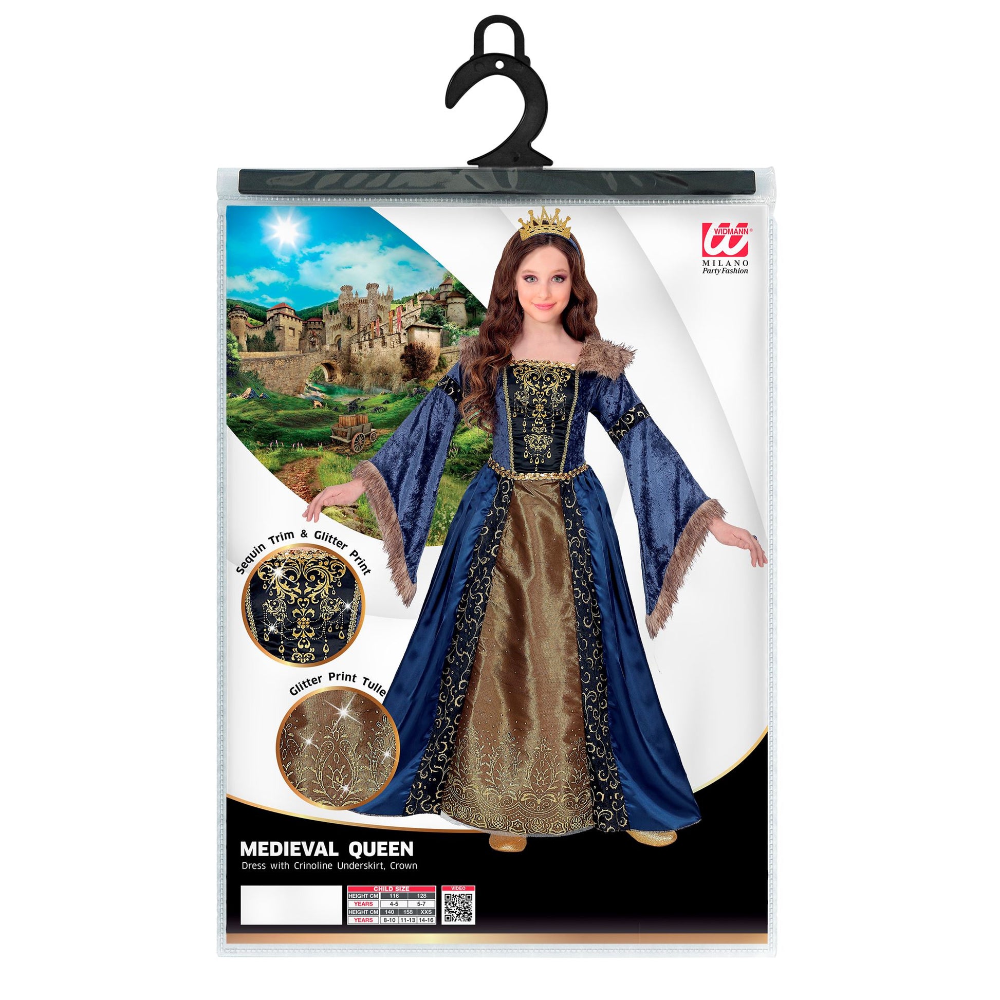 "MITTELALTER KÖNIGIN" (Kleid mit Unterrock & Reifrock, Krone) – Ansicht 4