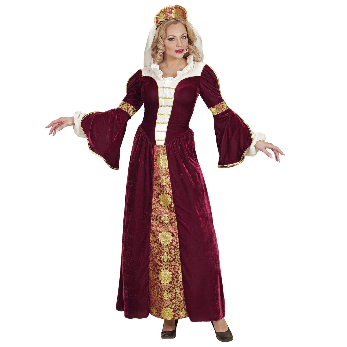 "MITTELALTER KÖNIGIN" (Kleid, Unterrock, mit Schleier) – Vorderansicht