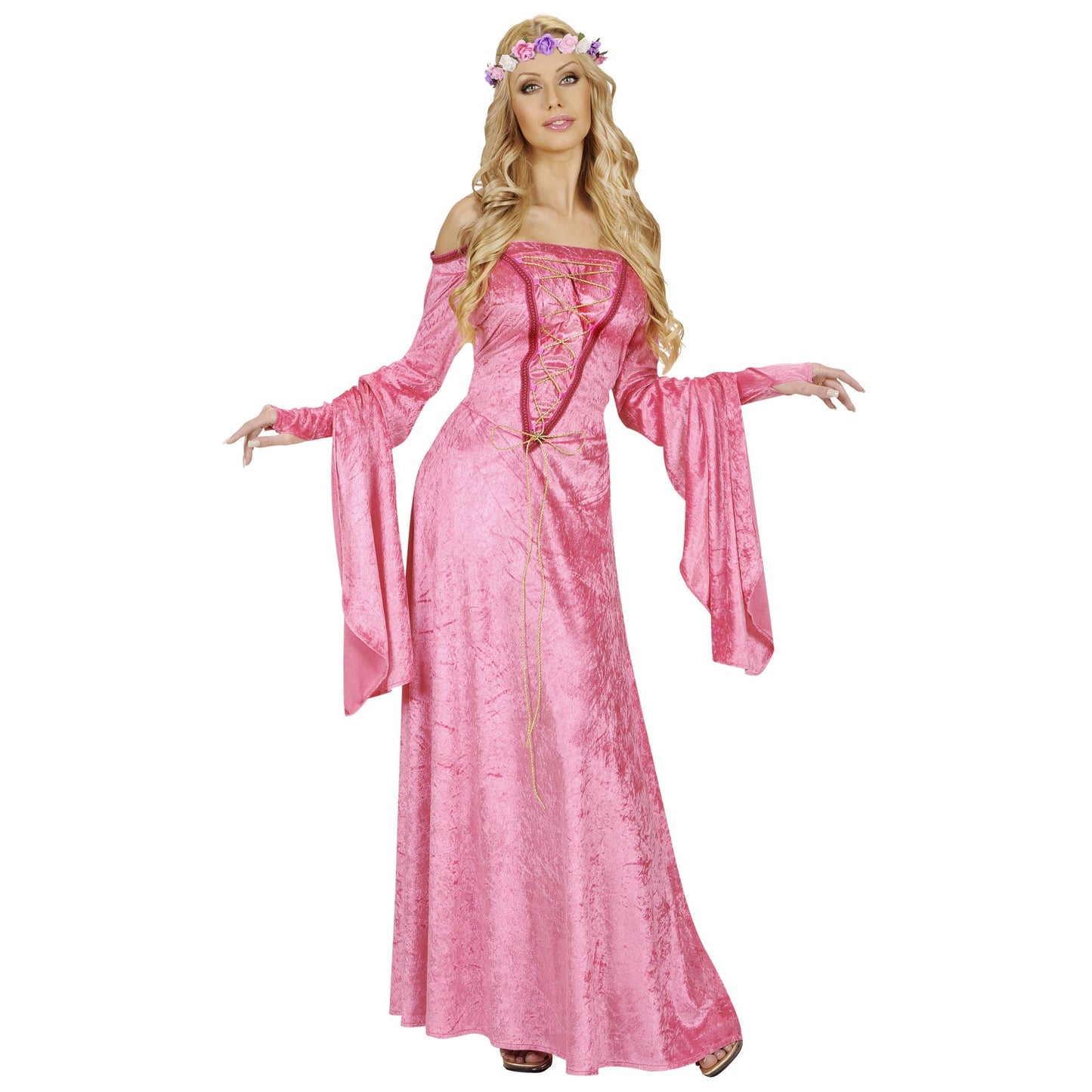 "MITTELALTER MÄDCHEN" aus Samt - in 2 Farben sort. (Kleid, Kopfbedeckung) – Detailansicht
