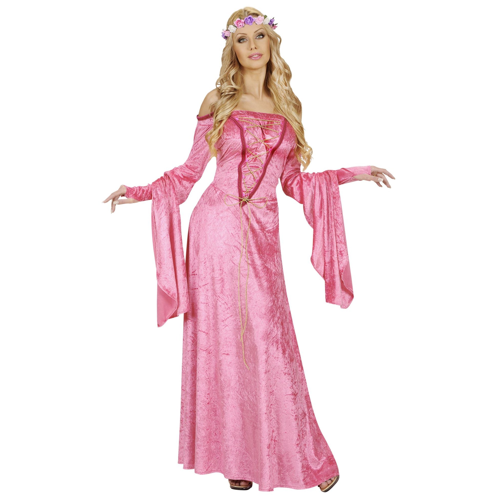 "MITTELALTER MÄDCHEN" aus Samt - in 2 Farben sort. (Kleid, Kopfbedeckung) – Detailansicht