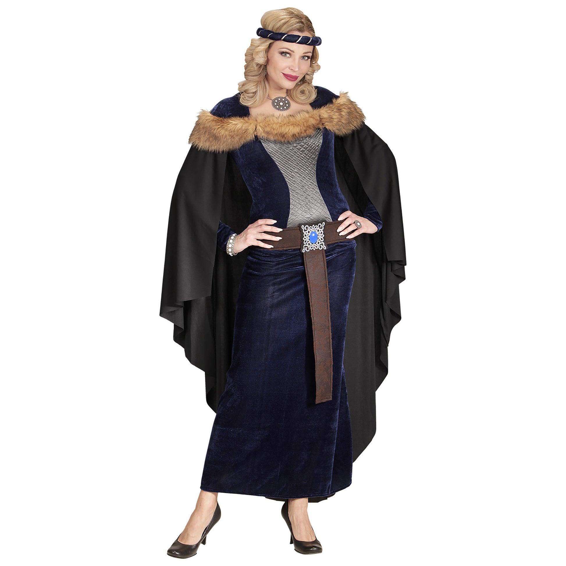 "MITTELALTER PRINZESSIN" (Kleid mit Umhang, Gürtel, Kopfschmuck) – Detailansicht