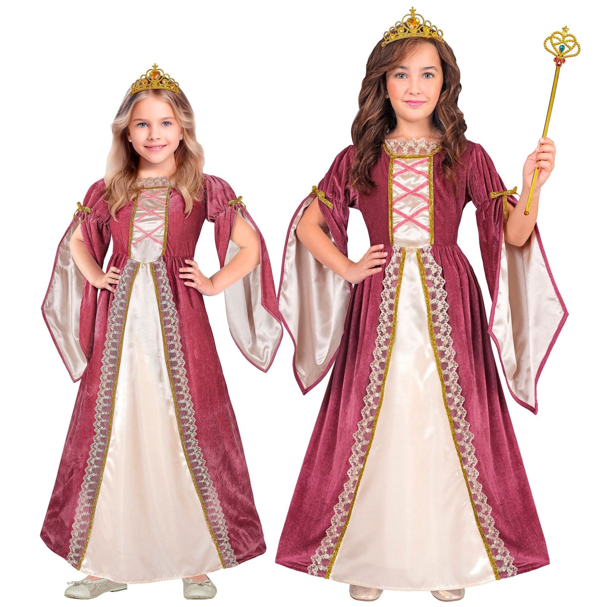 "MITTELALTER PRINZESSIN" (Kleid mit Unterrock, Krone) – Vorderansicht