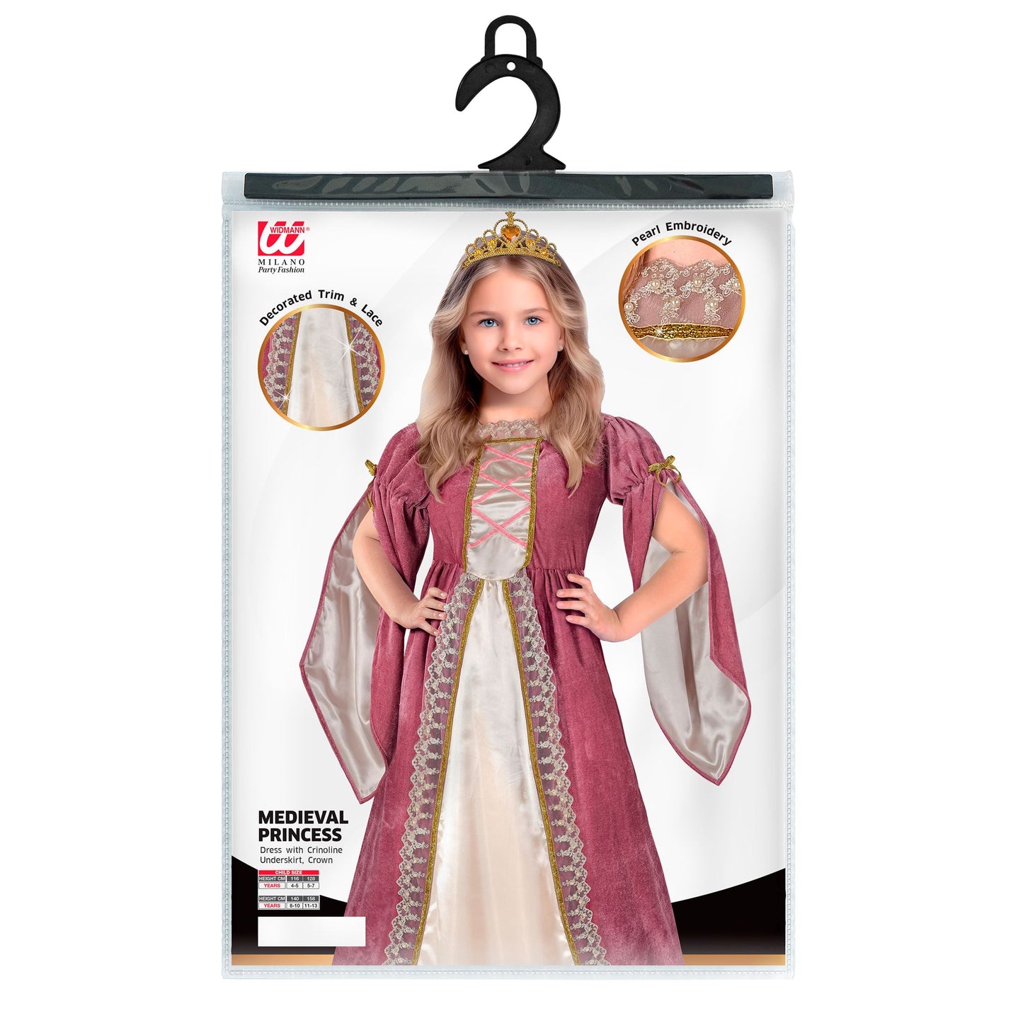 "MITTELALTER PRINZESSIN" (Kleid mit Unterrock, Krone) – Ansicht 5