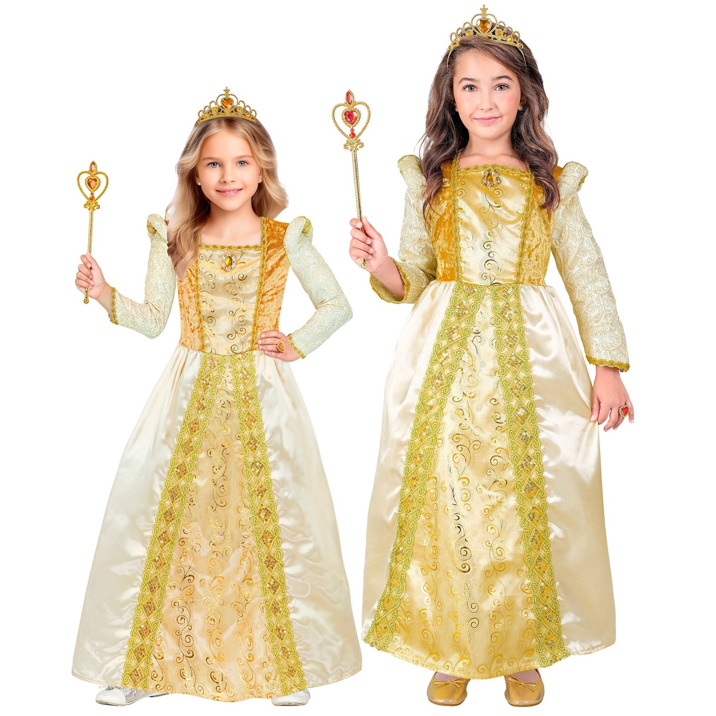 "MITTELALTER PRINZESSIN" (Kleid mit Unterrock, Krone) – Vorderansicht