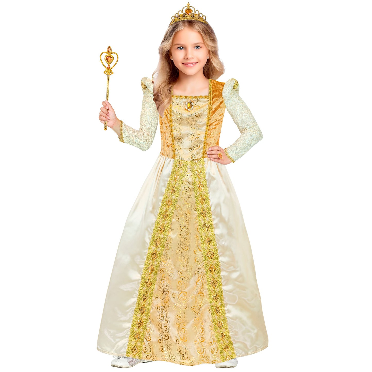 "MITTELALTER PRINZESSIN" (Kleid mit Unterrock, Krone) – Detailansicht
