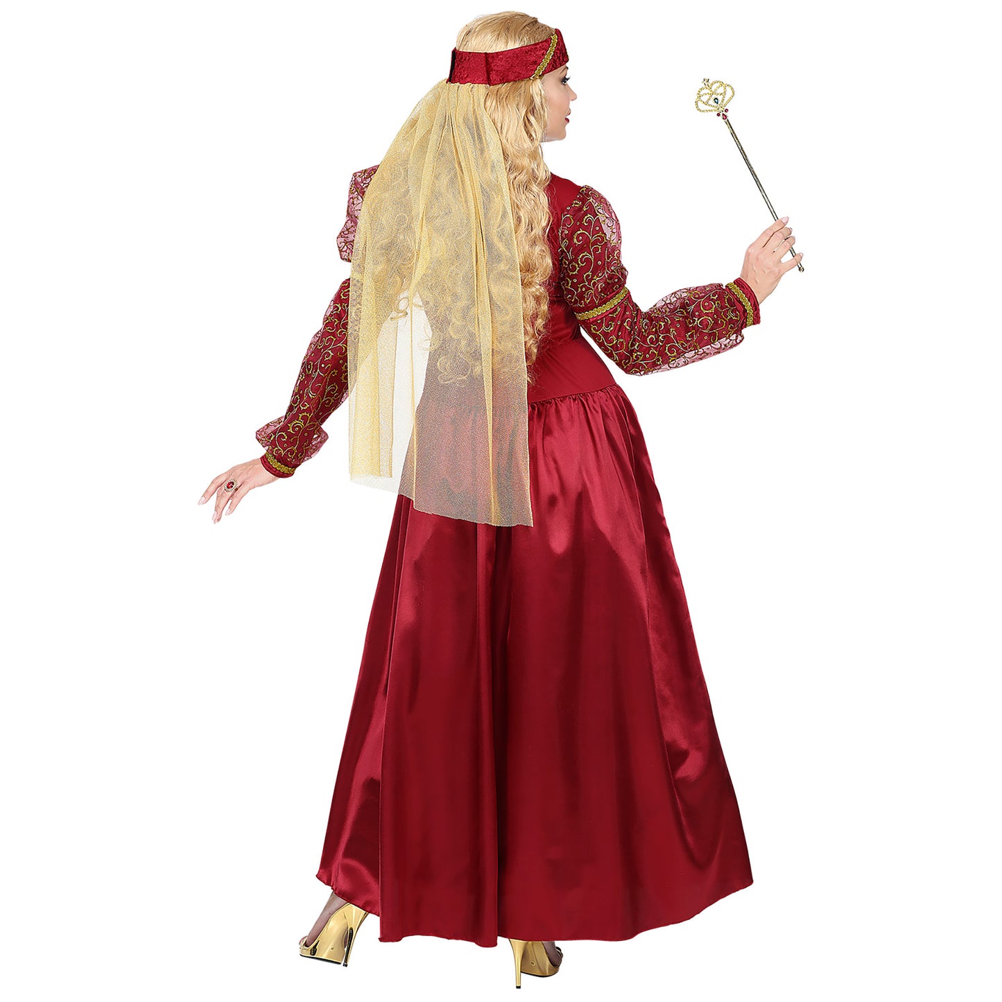 "MITTELALTER PRINZESSIN" (Kleid mit Unterrock & Reifrock, Kopfschmuck mit Schleier) – Ansicht 3
