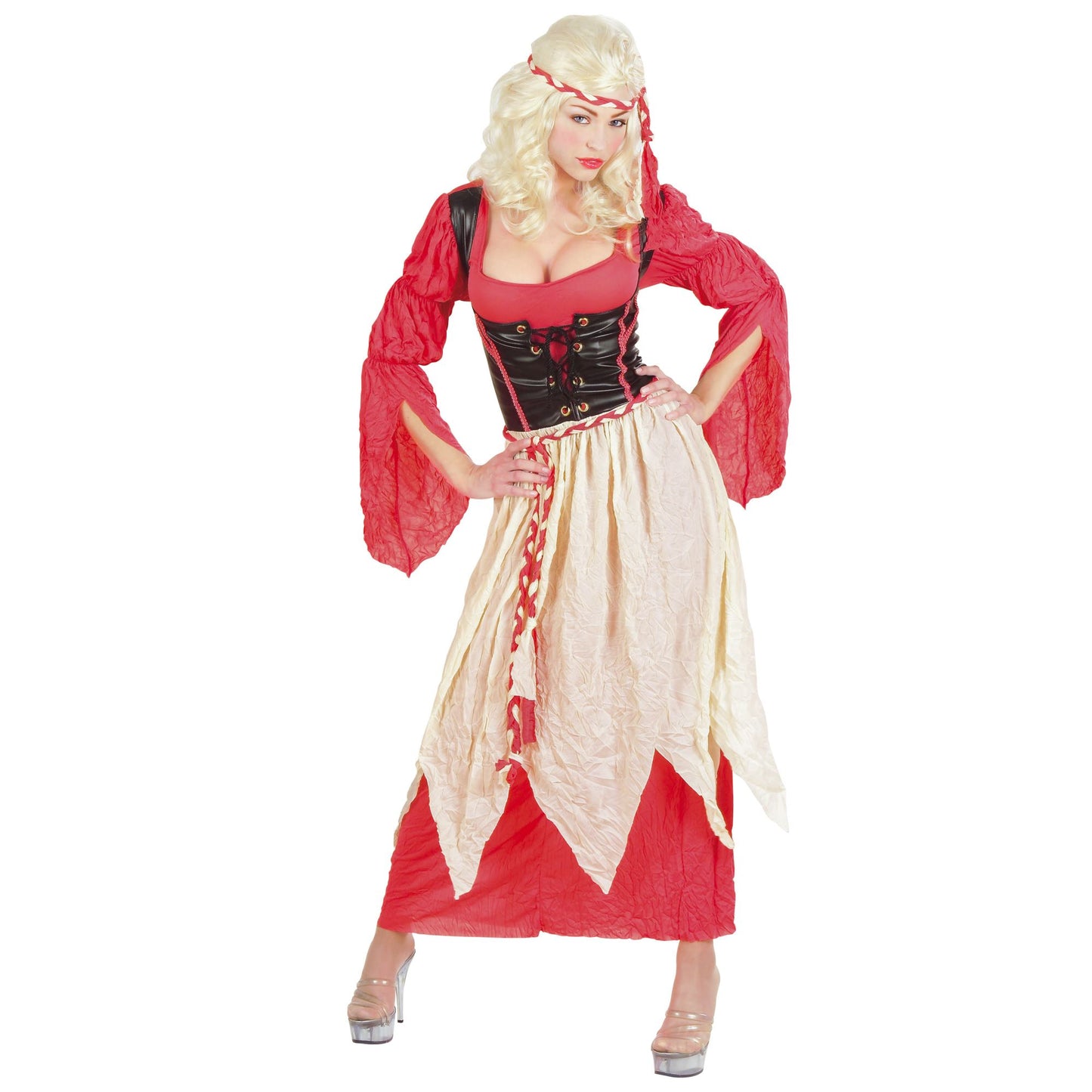 "MITTELALTERLICHE HAUSDIENERIN" (Kleid, Gürtel, Stirnband) – Vorderansicht