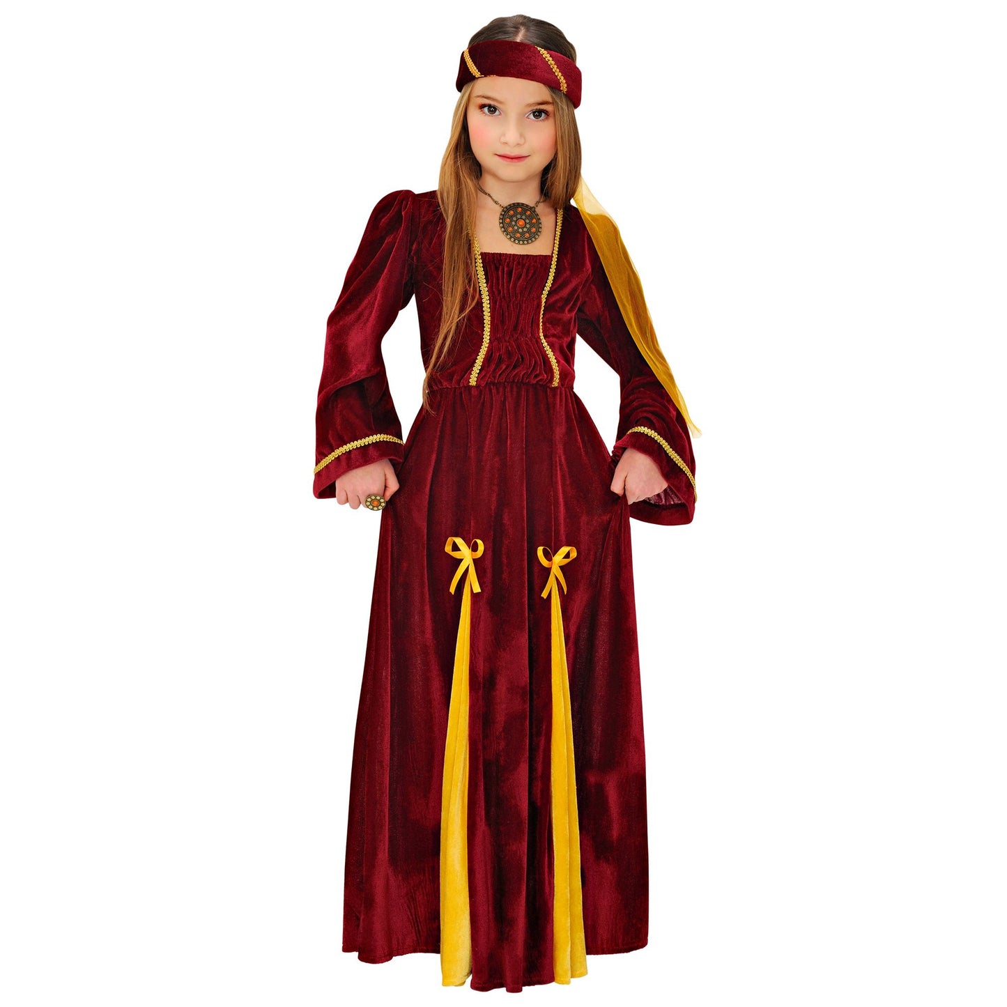 "MITTELALTERLICHE PRINZESSIN" (Kleid, Kopfbedeckung mit Schleier) – Vorderansicht