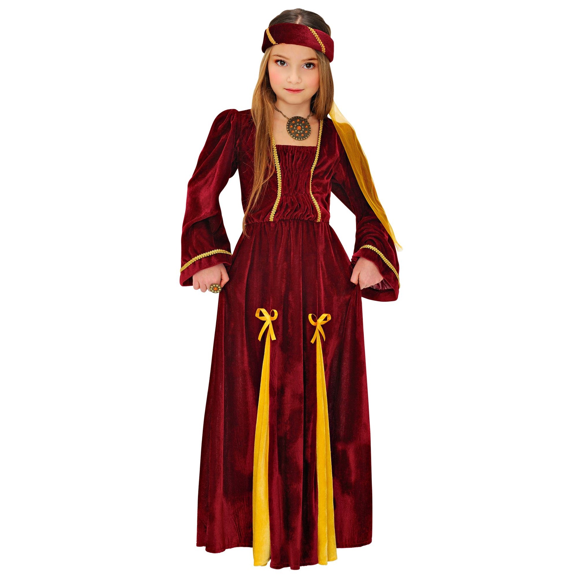 "MITTELALTERLICHE PRINZESSIN" (Kleid, Kopfbedeckung mit Schleier) – Vorderansicht