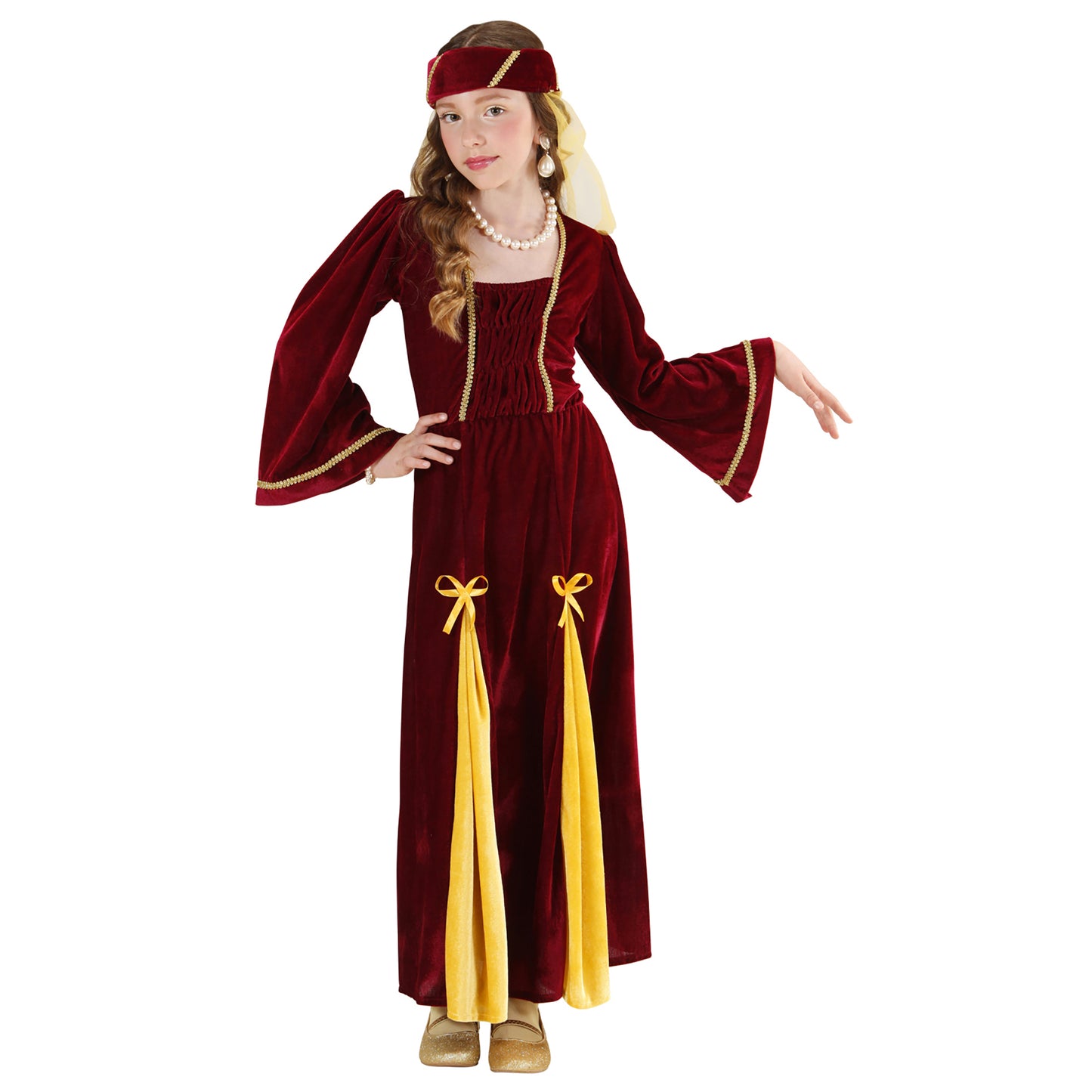 "MITTELALTERLICHE PRINZESSIN" (Kleid, Kopfbedeckung mit Schleier) – Detailansicht