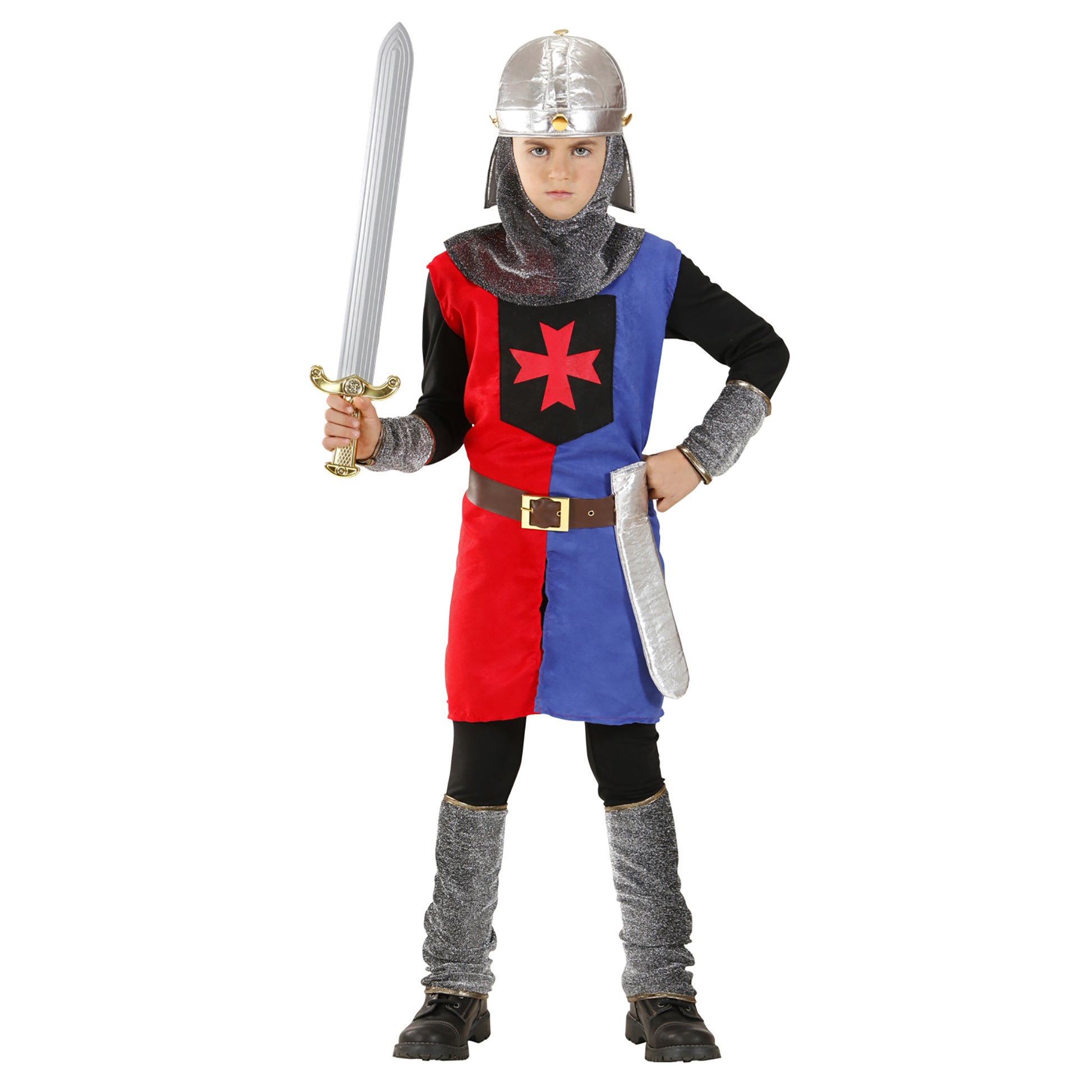 "MITTELALTERLICHE RITTER" in 2 Farben sort. - (Tunica, Gürtel mit Tasche, Helm) – Ansicht 3