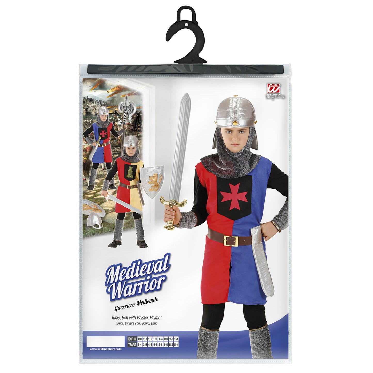 "MITTELALTERLICHE RITTER" in 2 Farben sort. - (Tunica, Gürtel mit Tasche, Helm) – Ansicht 4