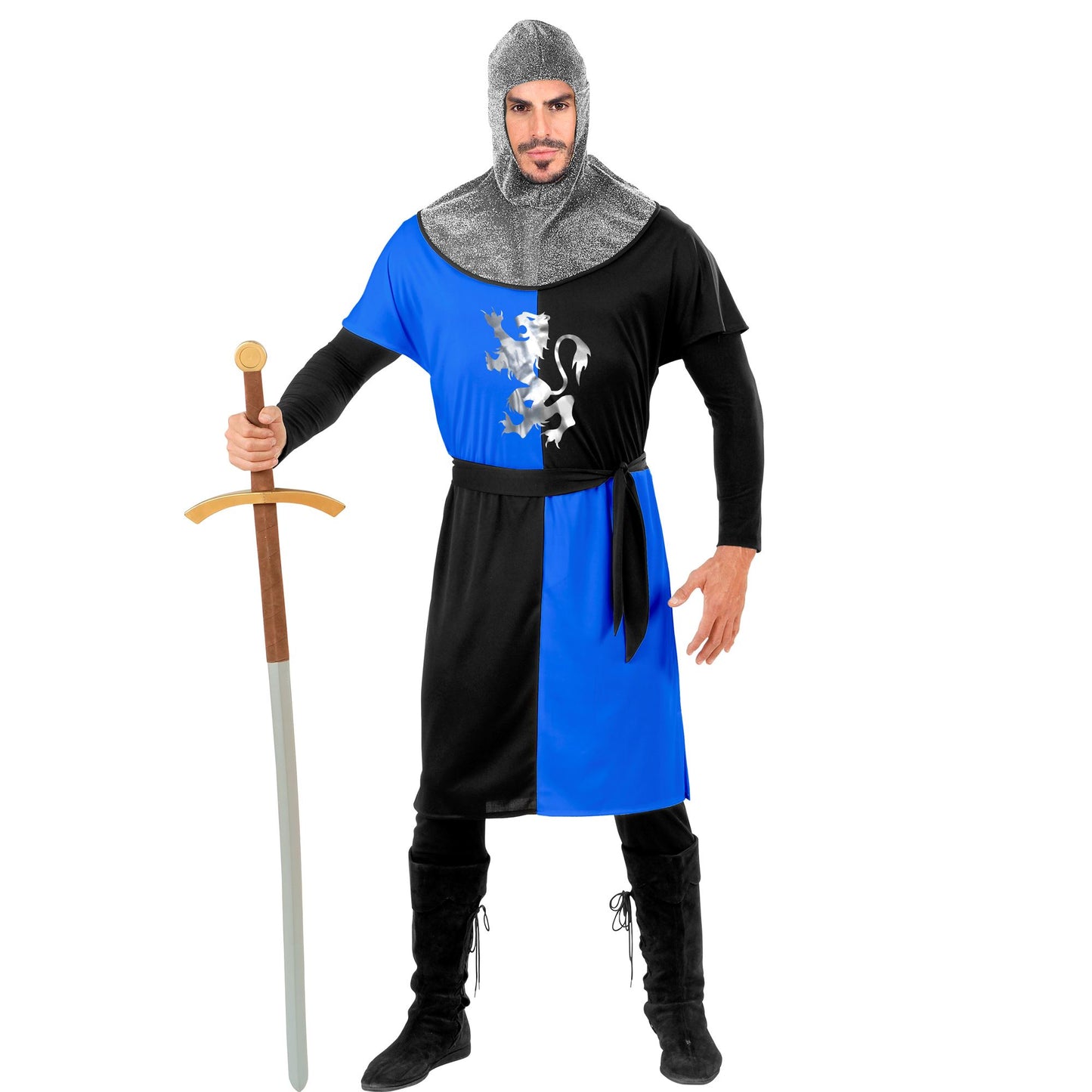"MITTELALTERLICHER KRIEGER" - blau (Coat, Gürtel, Kapuze) – Detailansicht