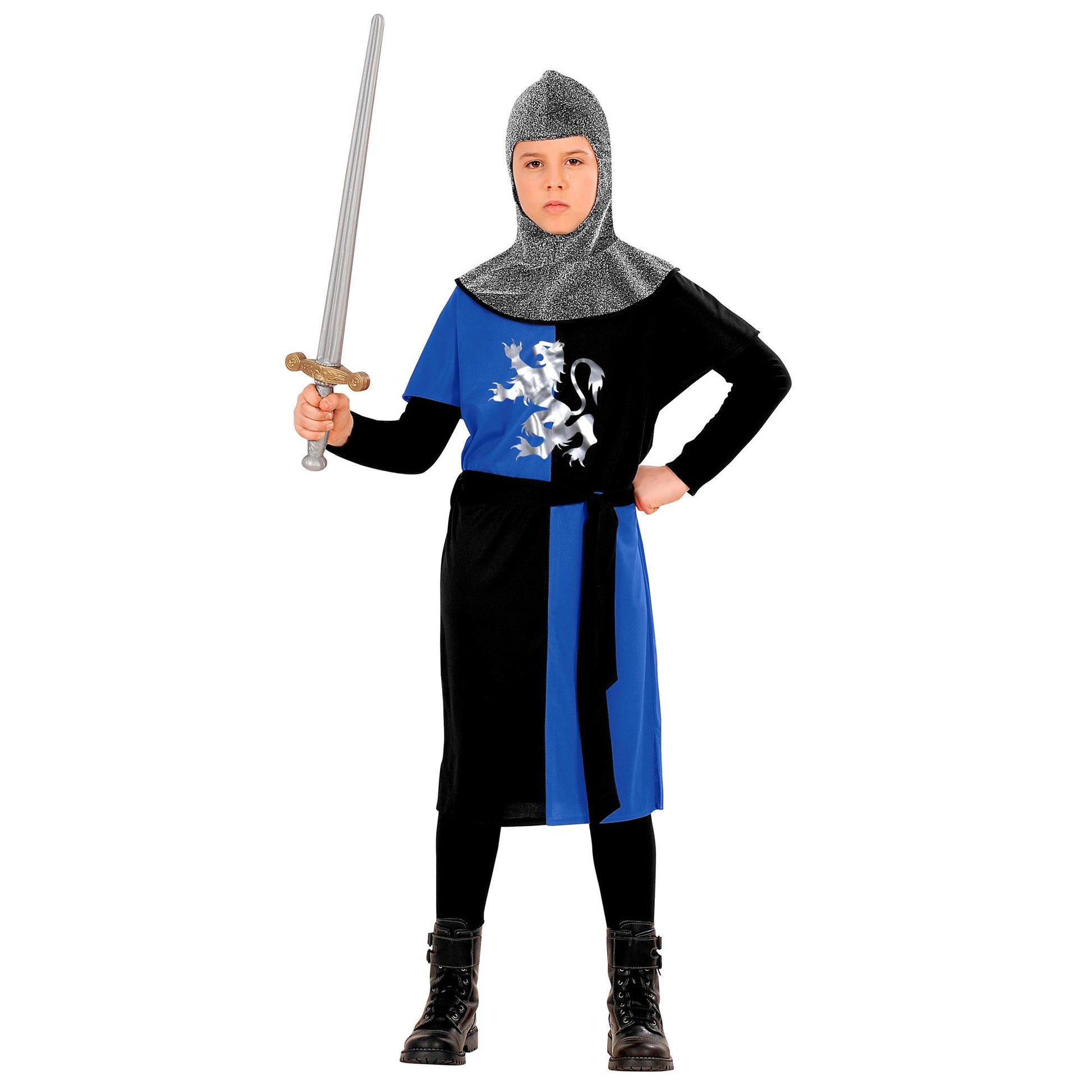 "MITTELALTERLICHER KRIEGER" - blau (Coat, Gürtel, Kapuze) – Detailansicht