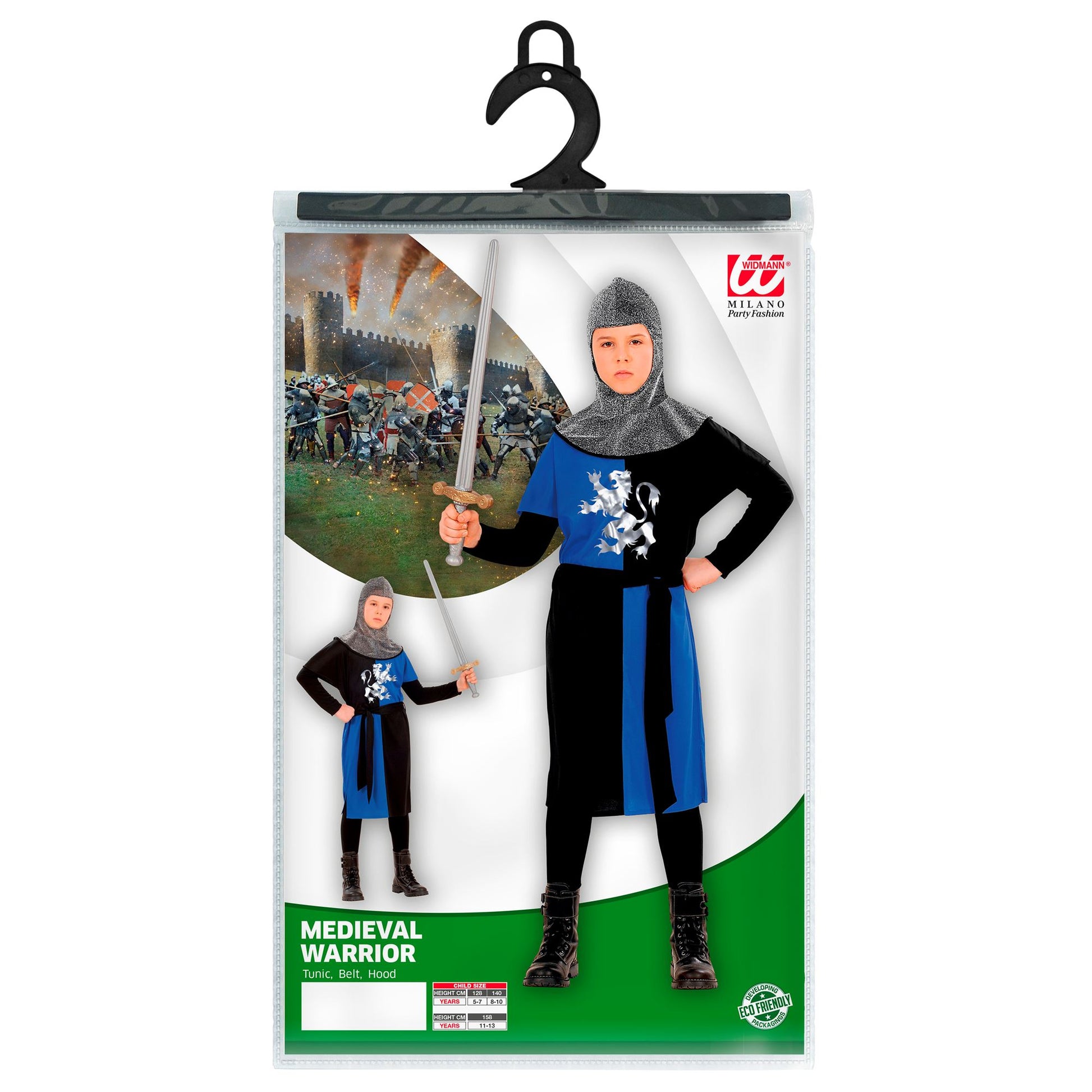 "MITTELALTERLICHER KRIEGER" - blau (Coat, Gürtel, Kapuze) – Ansicht 3