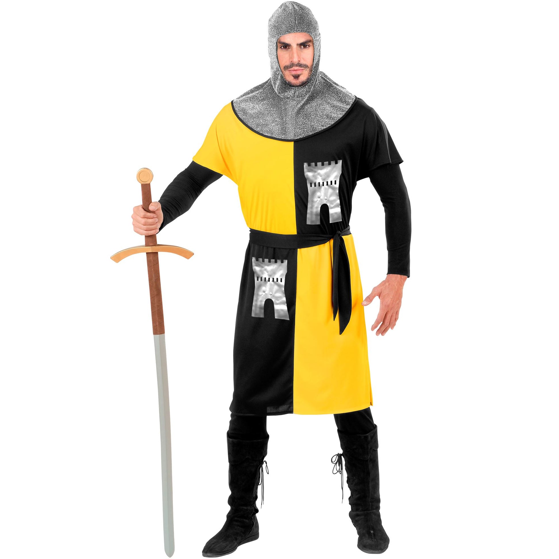 "MITTELALTERLICHER KRIEGER" - gelb (Coat, Gürtel, Kapuze) – Ansicht 3