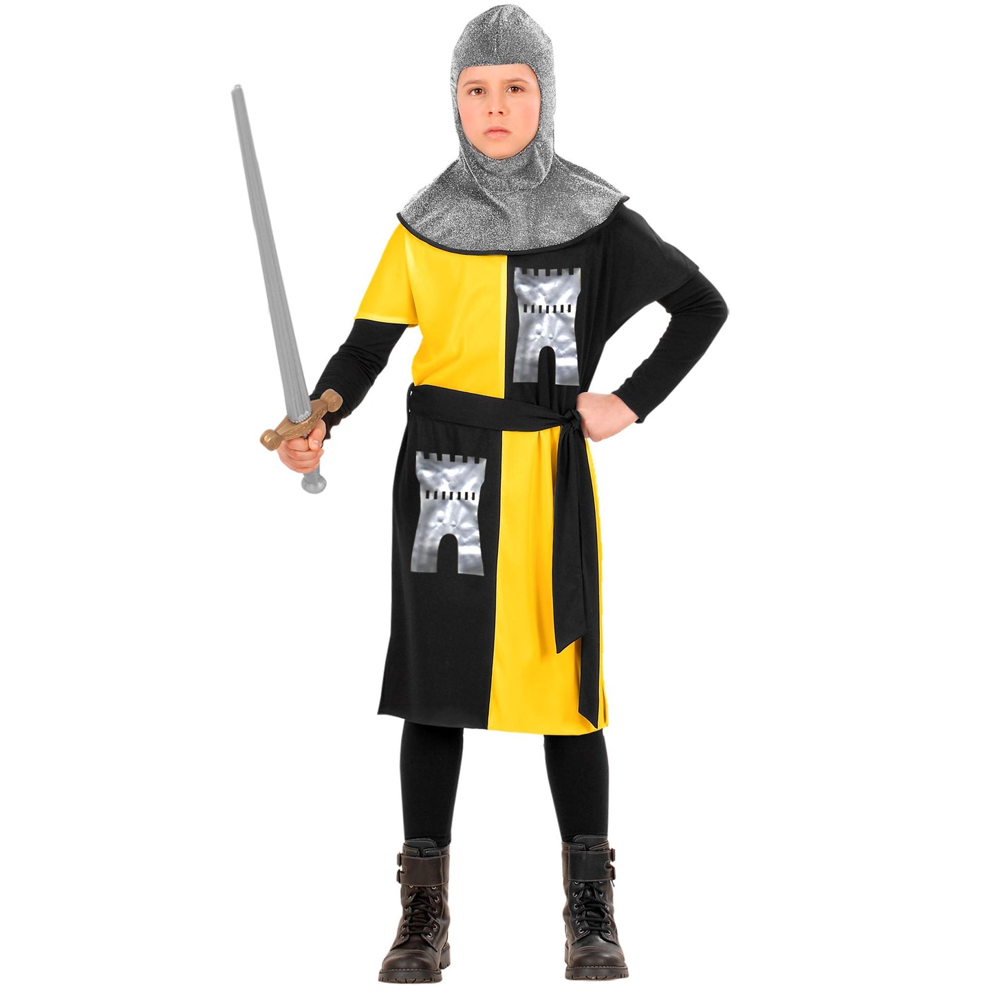 "MITTELALTERLICHER KRIEGER" - gelb (Coat, Gürtel, Kapuze) – Detailansicht