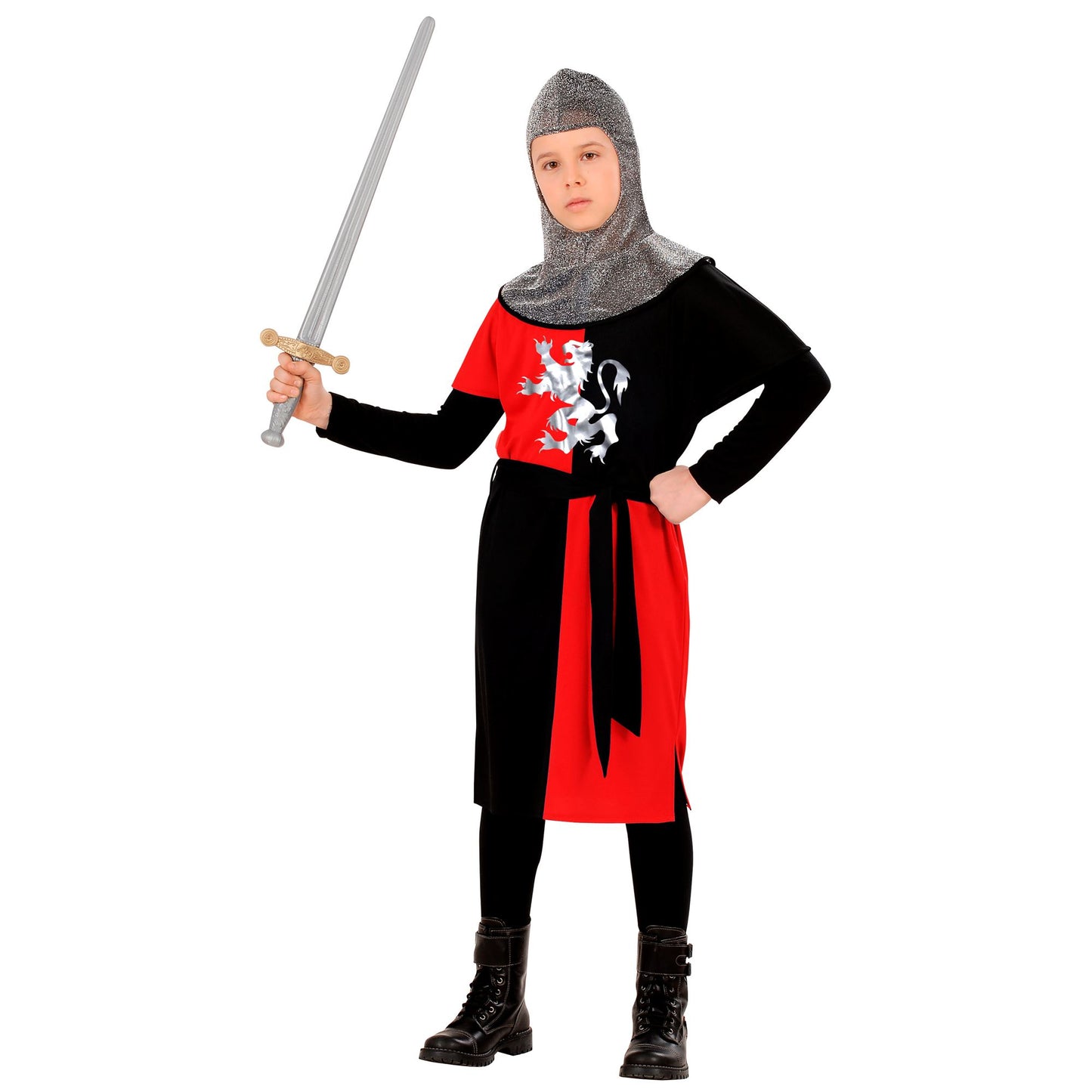 "MITTELALTERLICHER KRIEGER" - rot (Coat, Gürtel, Kapuze) – Detailansicht