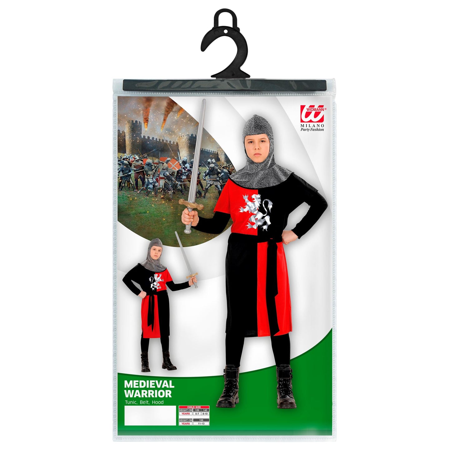 "MITTELALTERLICHER KRIEGER" - rot (Coat, Gürtel, Kapuze) – Ansicht 3