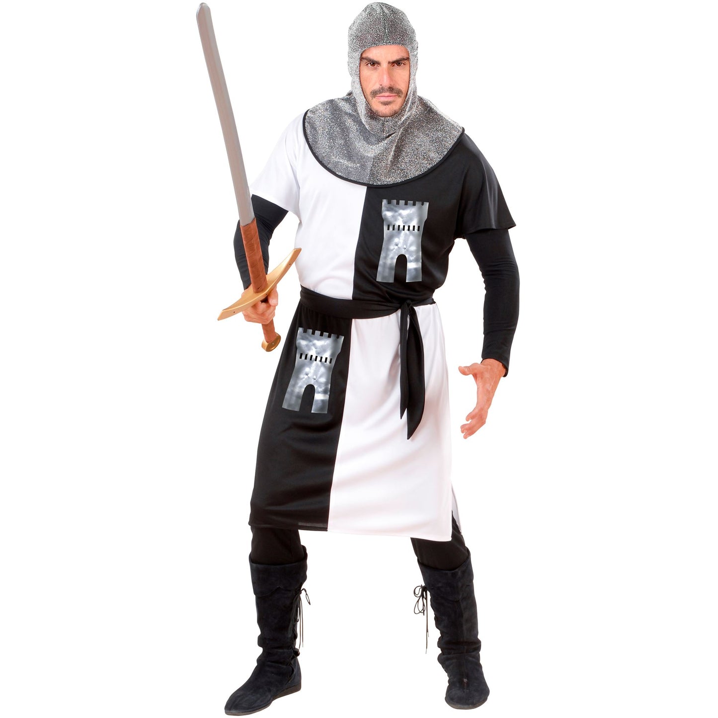 "MITTELALTERLICHER KRIEGER" - weiß (Coat, Gürtel, Kapuze) – Ansicht 3