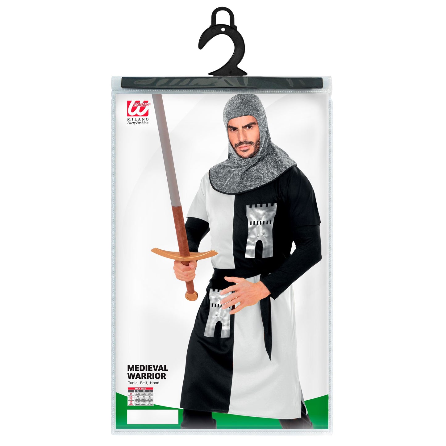 "MITTELALTERLICHER KRIEGER" - weiß (Coat, Gürtel, Kapuze) – Ansicht 4