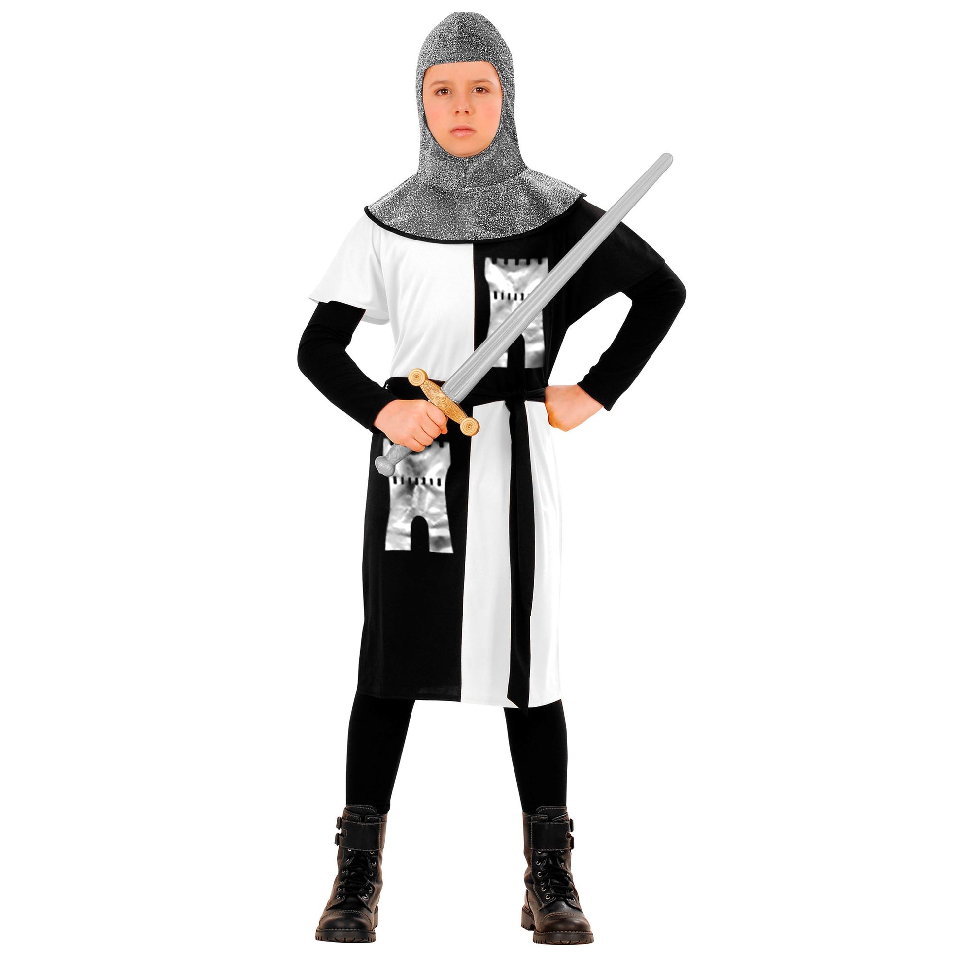 "MITTELALTERLICHER KRIEGER" - weiß (Coat, Gürtel, Kapuze) – Detailansicht