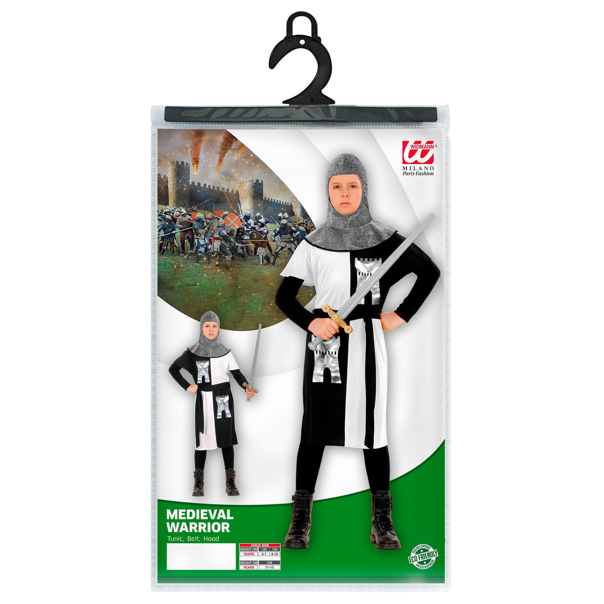 "MITTELALTERLICHER KRIEGER" - weiß (Coat, Gürtel, Kapuze) – Ansicht 3