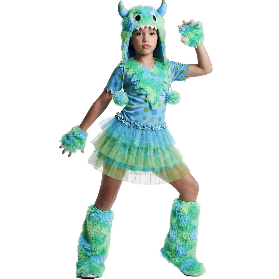"MONSTER GIRL" (Kleid, Kopfbedeckung, Handschuhe, Schaefte) in 3 Farben sortiert – Detailansicht