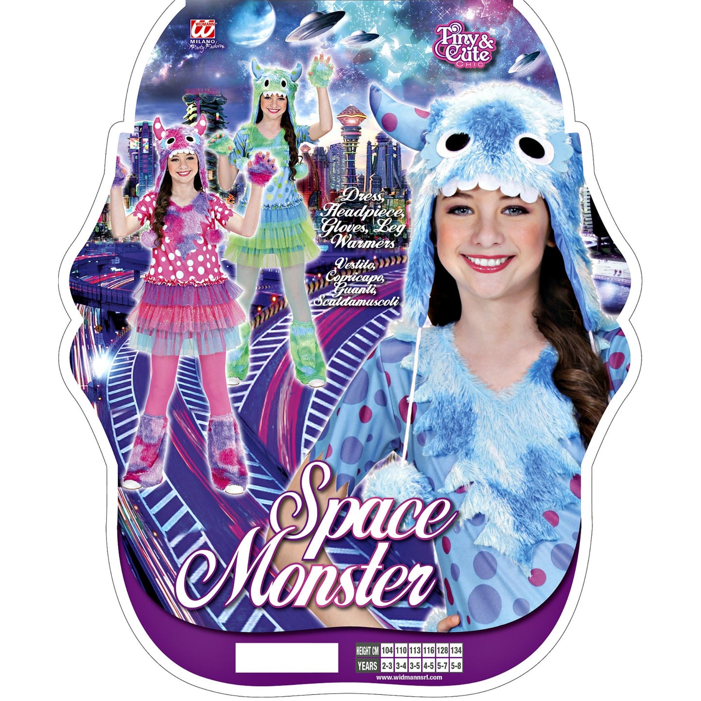 "MONSTER GIRL" (Kleid, Kopfbedeckung, Handschuhe, Schaefte) in 3 Farben sortiert – Ansicht 5