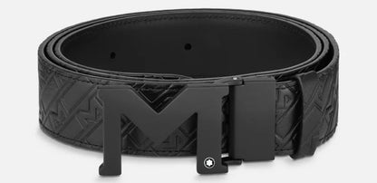 MONTBLANC LEATHER M BUCKLE EMBOSSED REVERSIBLE LEATHER BELT 129443 Accessoires Leder