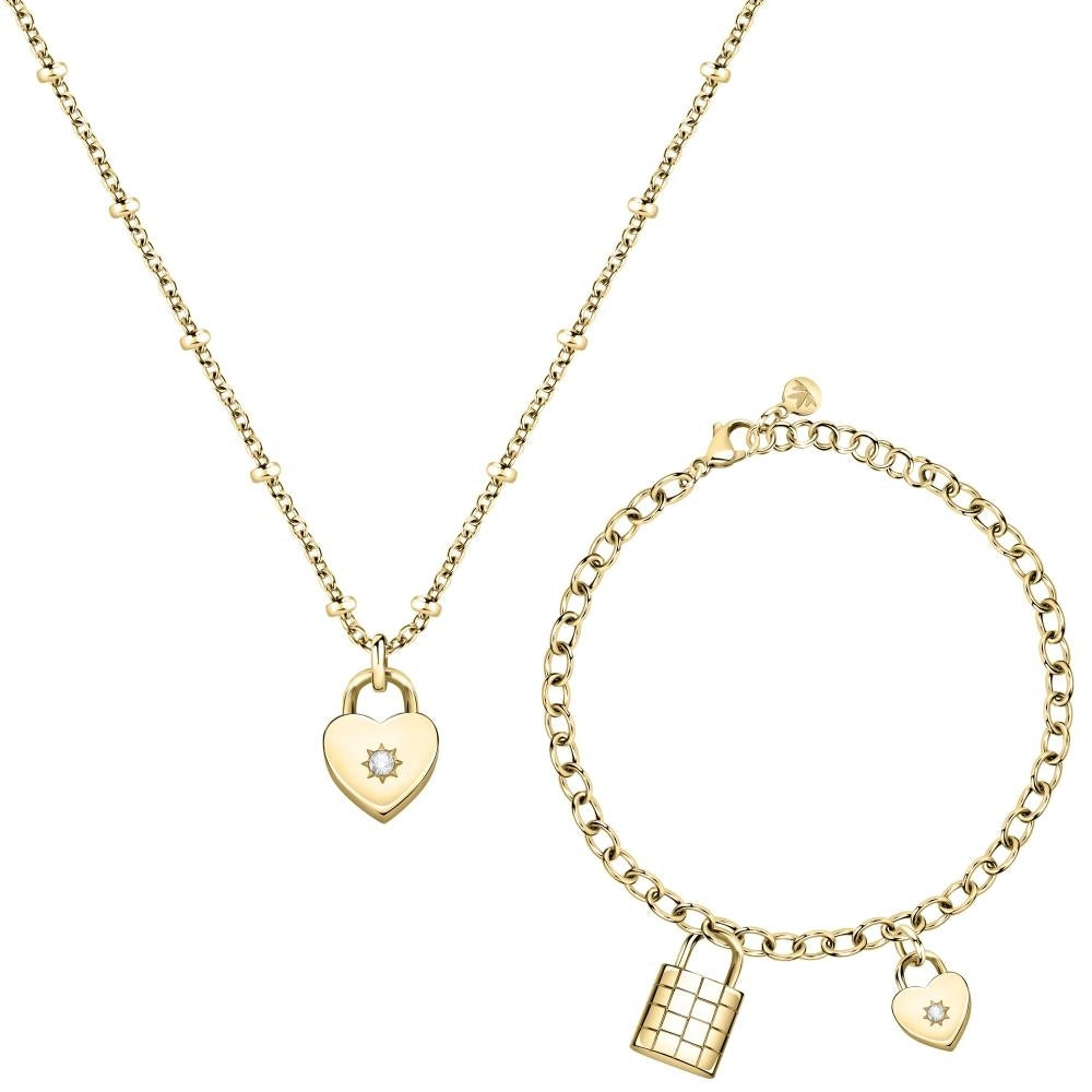 MORELLATO GIOIELLI Mod. ABBRACCIO Necklace + Bracelet Special Pack SAUB19 Schmuck Gold Edelstahl