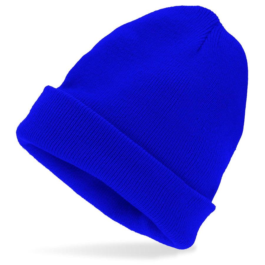 "MÜTZE BEANIE BLAU" Wolloptik – Vorderansicht