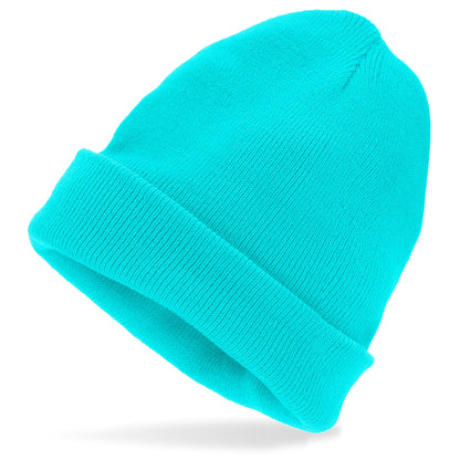 "MÜTZE BEANIE HELLBLAU" Wolloptik – Vorderansicht
