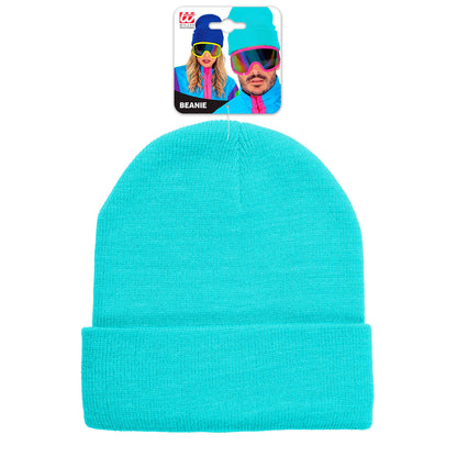 "MÜTZE BEANIE HELLBLAU" Wolloptik – Detailansicht