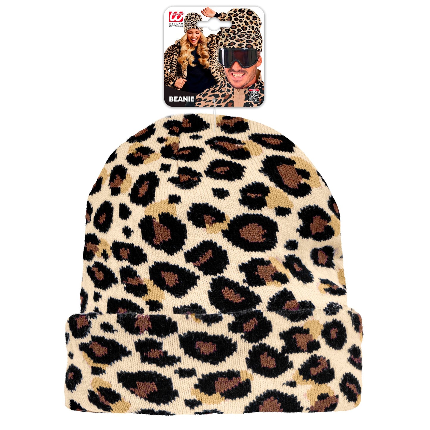 "MÜTZE BEANIE LEOPARDENMUSTER" Wolloptik – Detailansicht
