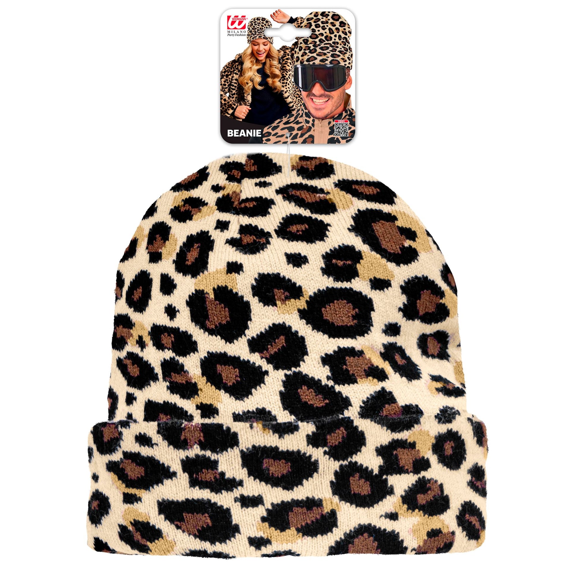 "MÜTZE BEANIE LEOPARDENMUSTER" Wolloptik – Detailansicht