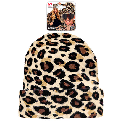 "MÜTZE BEANIE LEOPARDENMUSTER" Wolloptik – Detailansicht