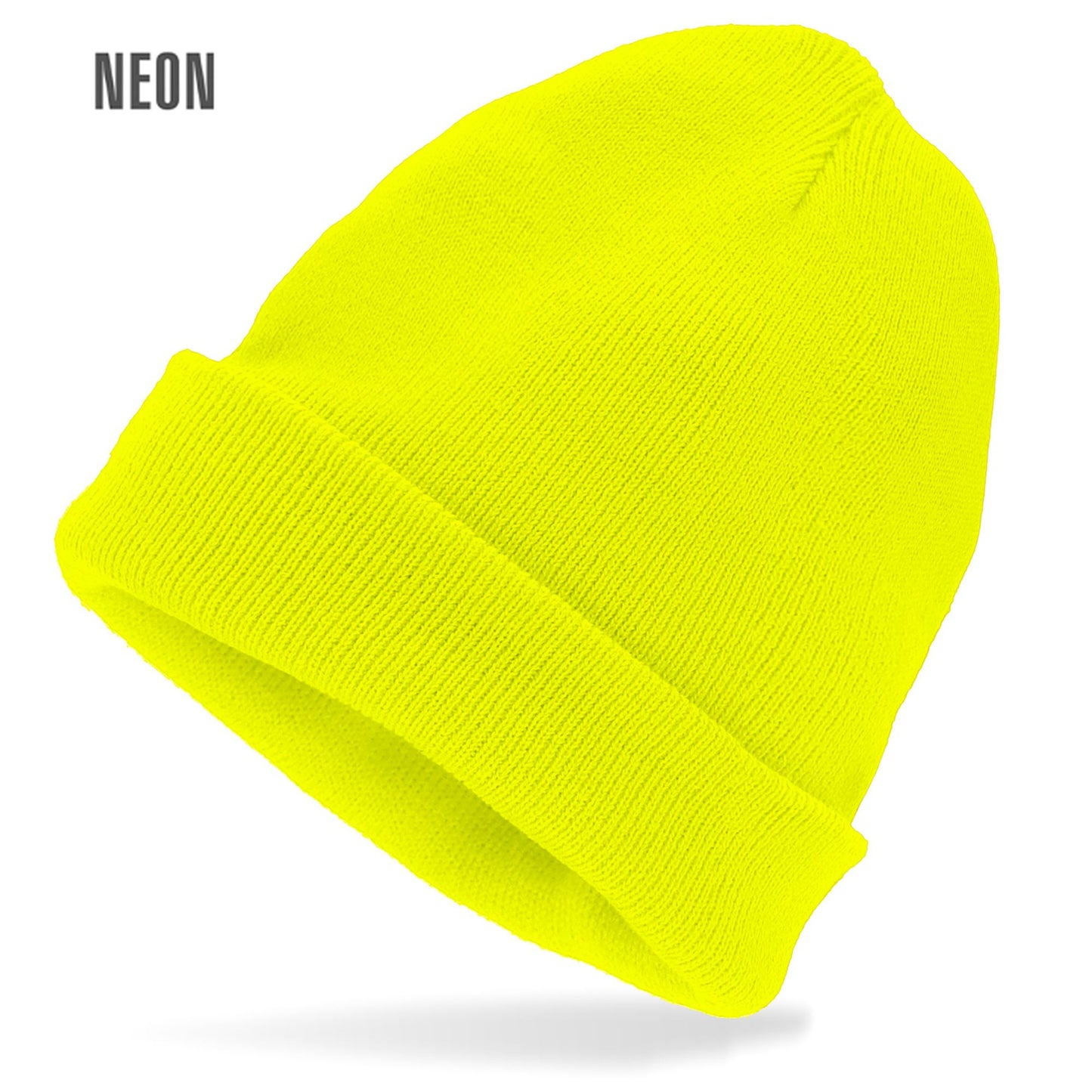 "MÜTZE BEANIE NEON GELB" WOLLOPTIK – Vorderansicht