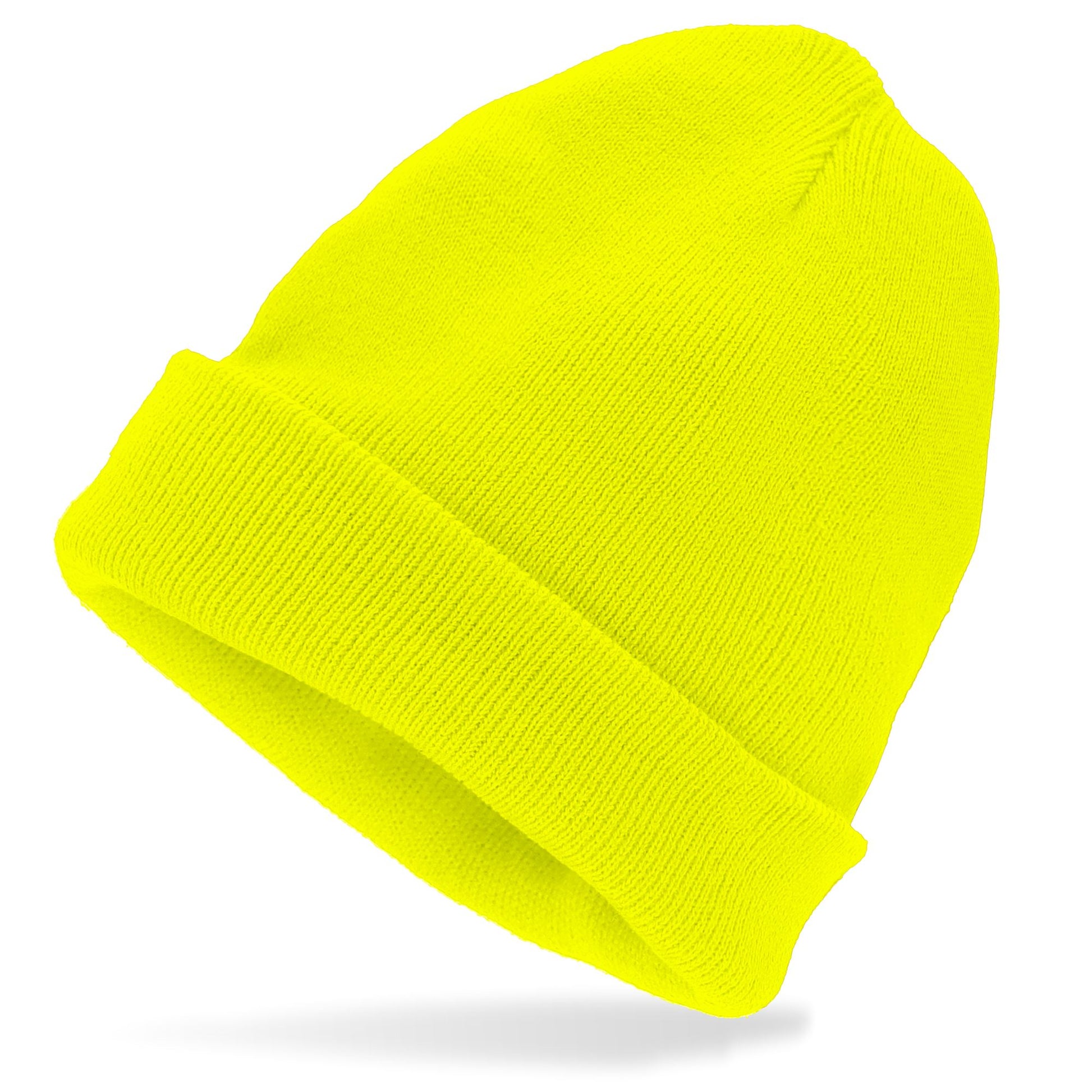 "MÜTZE BEANIE NEON GELB" WOLLOPTIK – Detailansicht