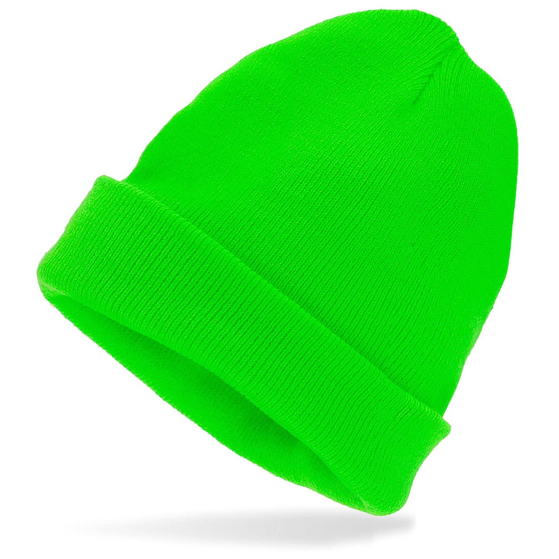"MÜTZE BEANIE NEON GRÜN" WOLLOPTIK – Detailansicht