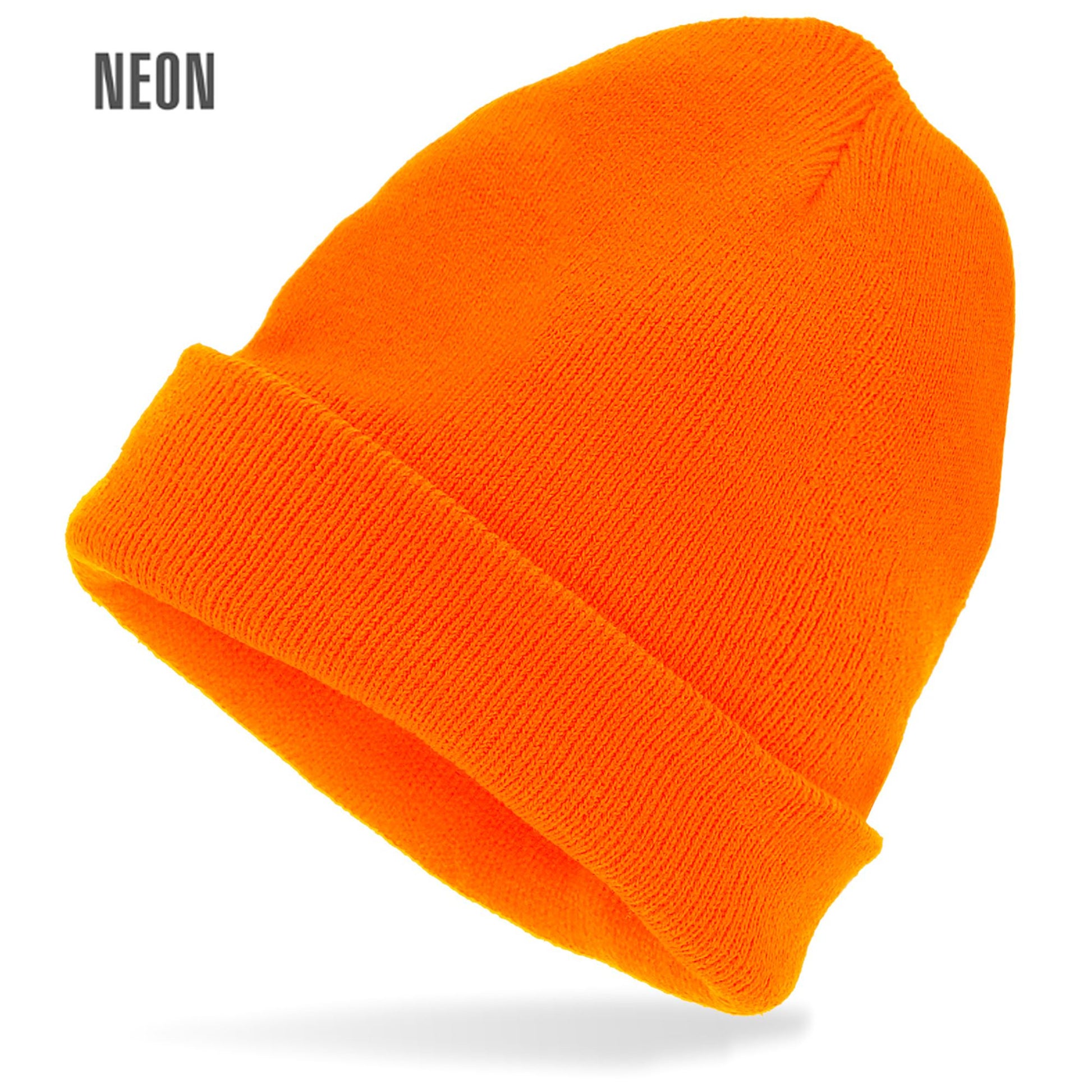"MÜTZE BEANIE NEON ORANGE" WOLLOPTIK – Vorderansicht