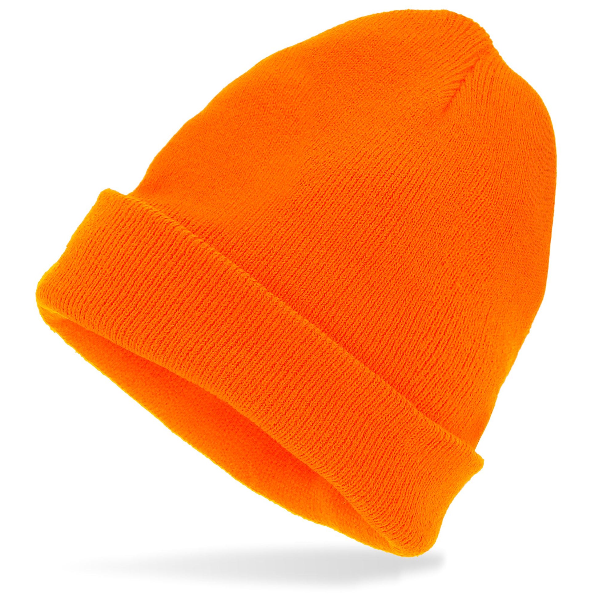 "MÜTZE BEANIE NEON ORANGE" WOLLOPTIK – Detailansicht