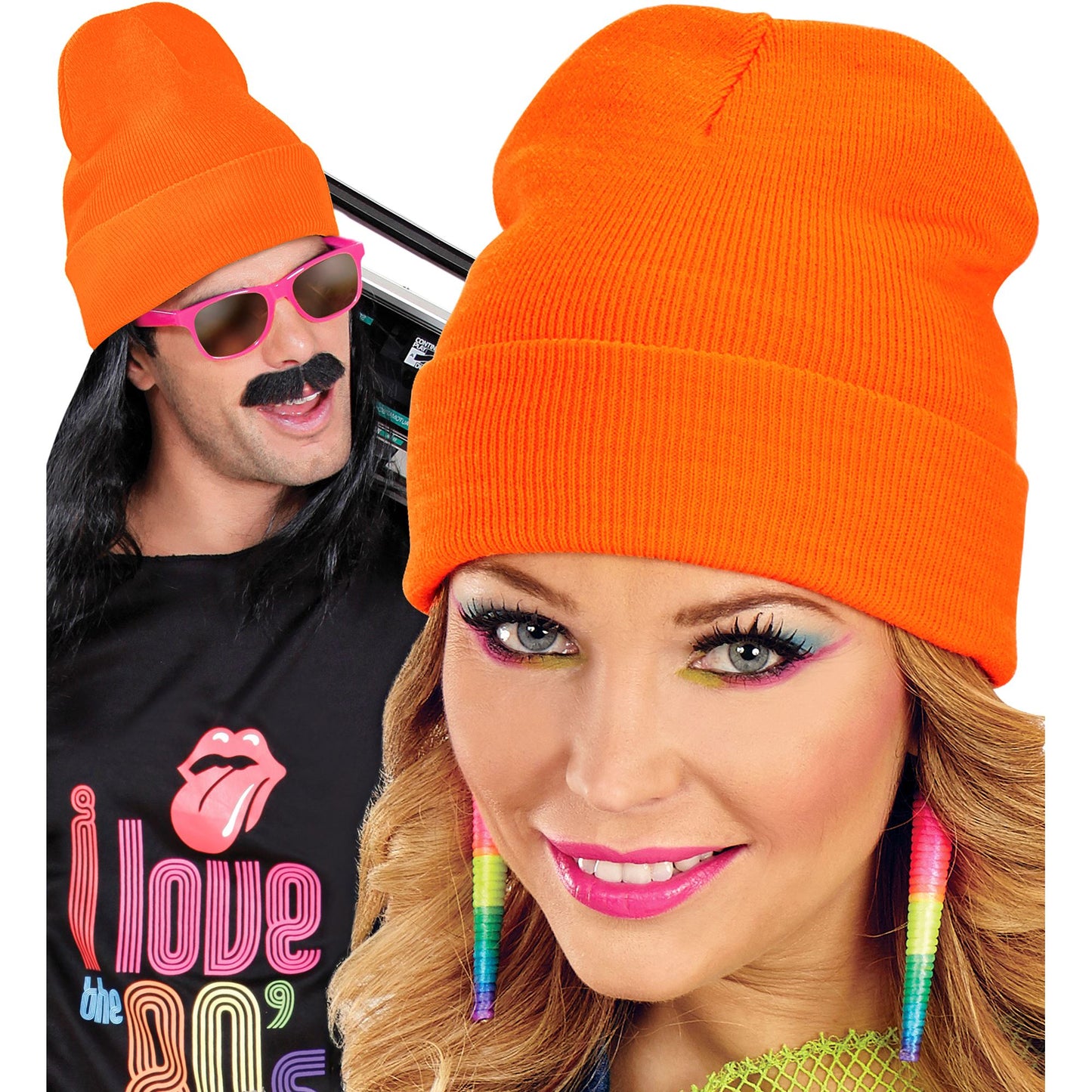 "MÜTZE BEANIE NEON ORANGE" WOLLOPTIK – Ansicht 6